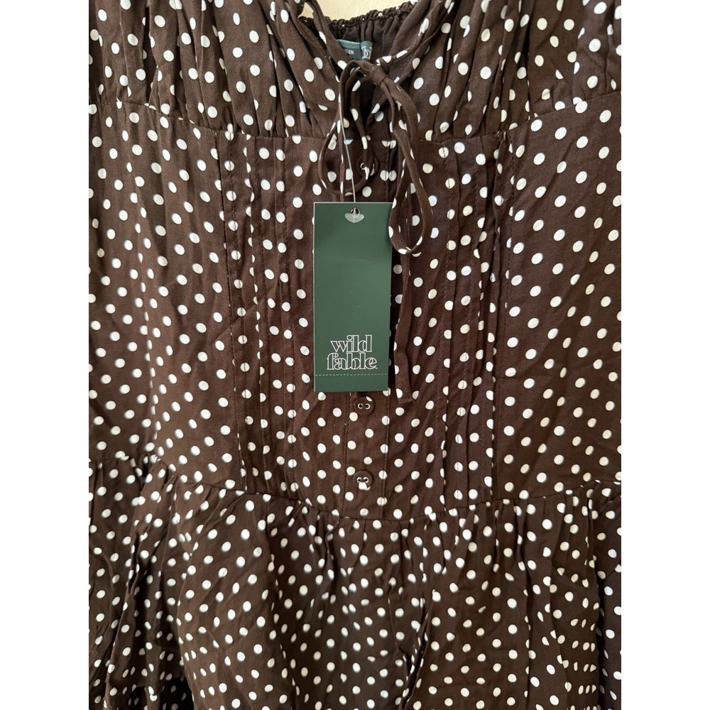 Wild Fable Women's Brown Polka Dots Cap Sleeve Mini A-Line Dress Size XXS NWT - Picture 8 of 9